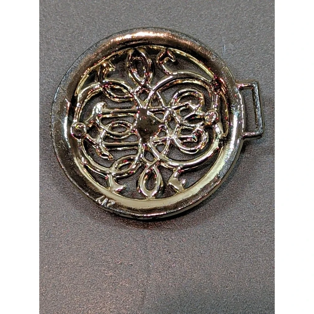 Vtg Silver Tone Filigree Connector Clasp Round Openwork 917 Cloak Sweater 30mm